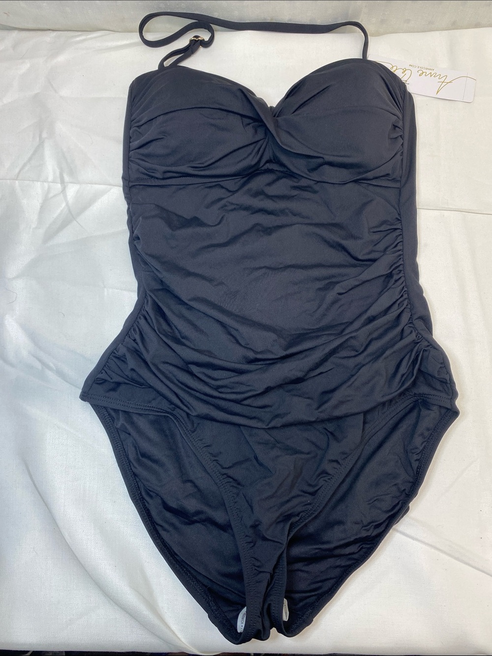 Anne Cole Black Removable Strap One-Piece Swimsuit Size‎ 6 NWT